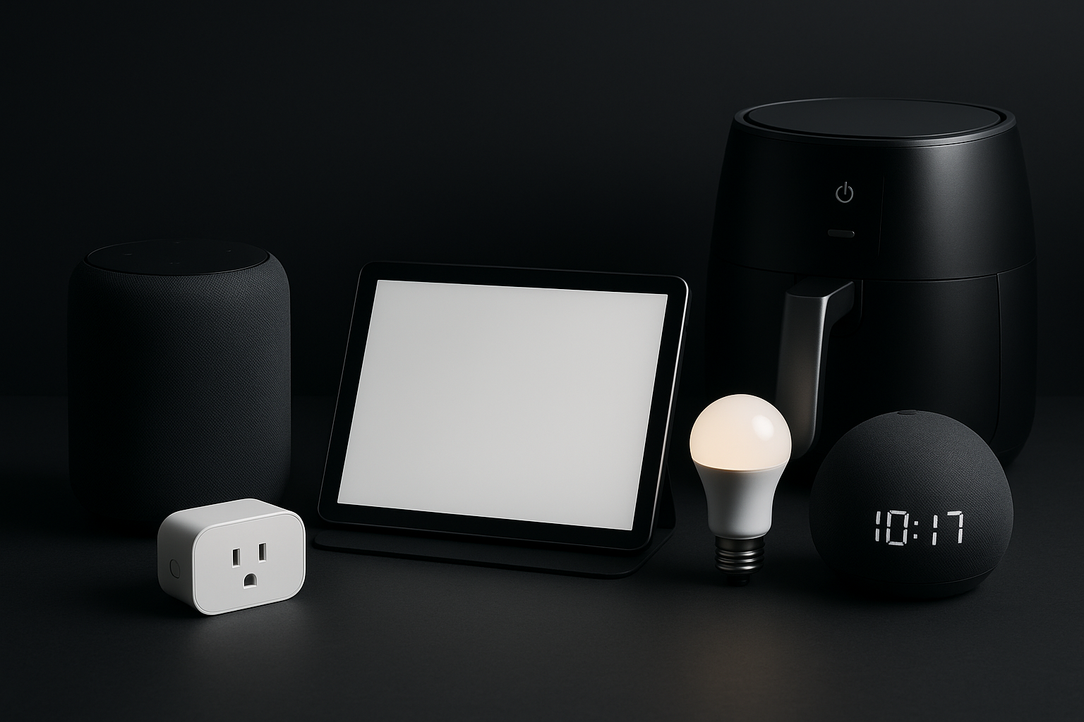 home and tech convenience dark background